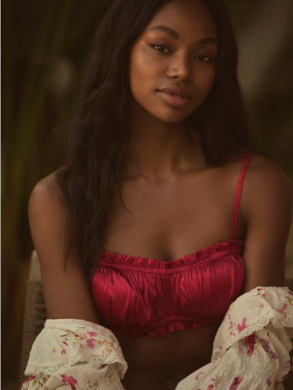 Anthropologie Ruffle Satin Bralette Size Small $58